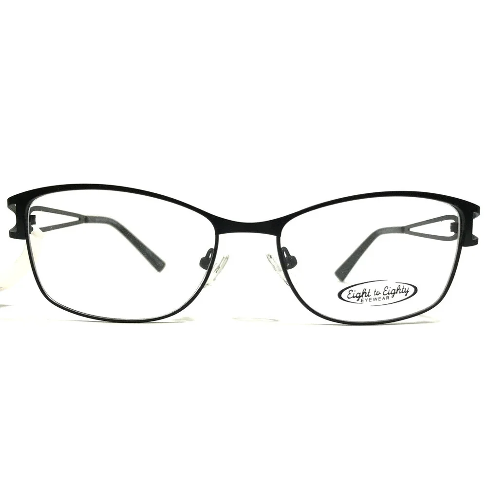 Eight to Eighty Eyeglasses Frames TARA BLACK Cat Eye Wire Rim 53-17-140